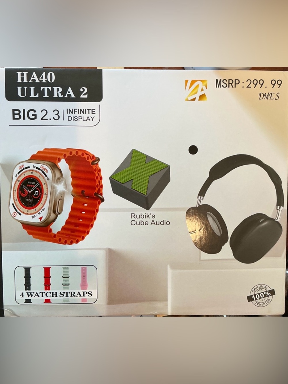 HA40 Ultra 2 Smart Watch Bundle w/ Headphones Speaker & 4 Bands